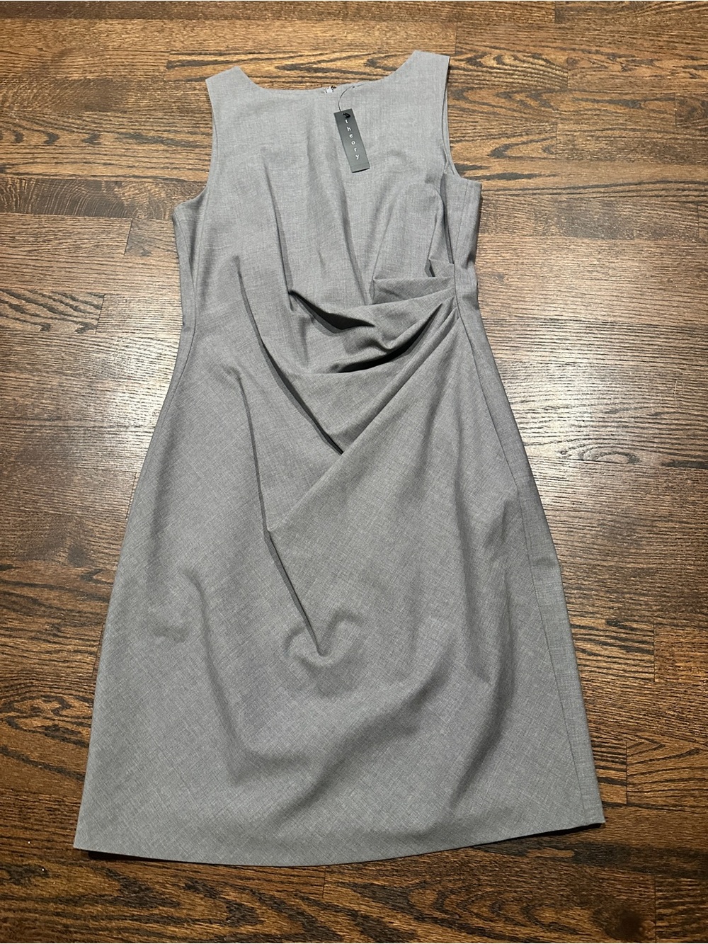 NWT Theory Gray Draped Sheath Dress - Shaylee in Sevona Light Heather